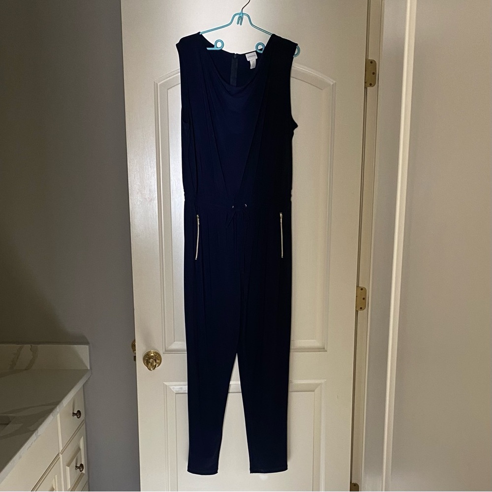 Chico’s Navy Blue Sleeveless Jumpsuit